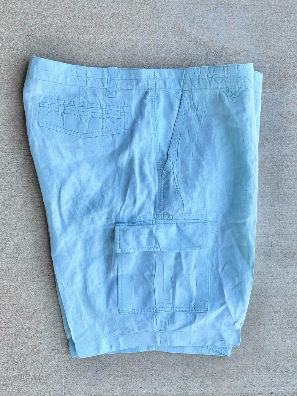Caribbean Men’s Turquoise Linen Cargo Shorts 10.5” Inseam Size 38 Resort Wear